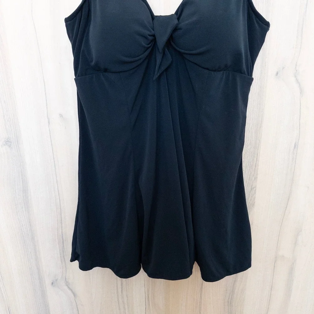Slimshaper Womens Swim Dress 18 Black Modest Beach Minimal Tummy Control